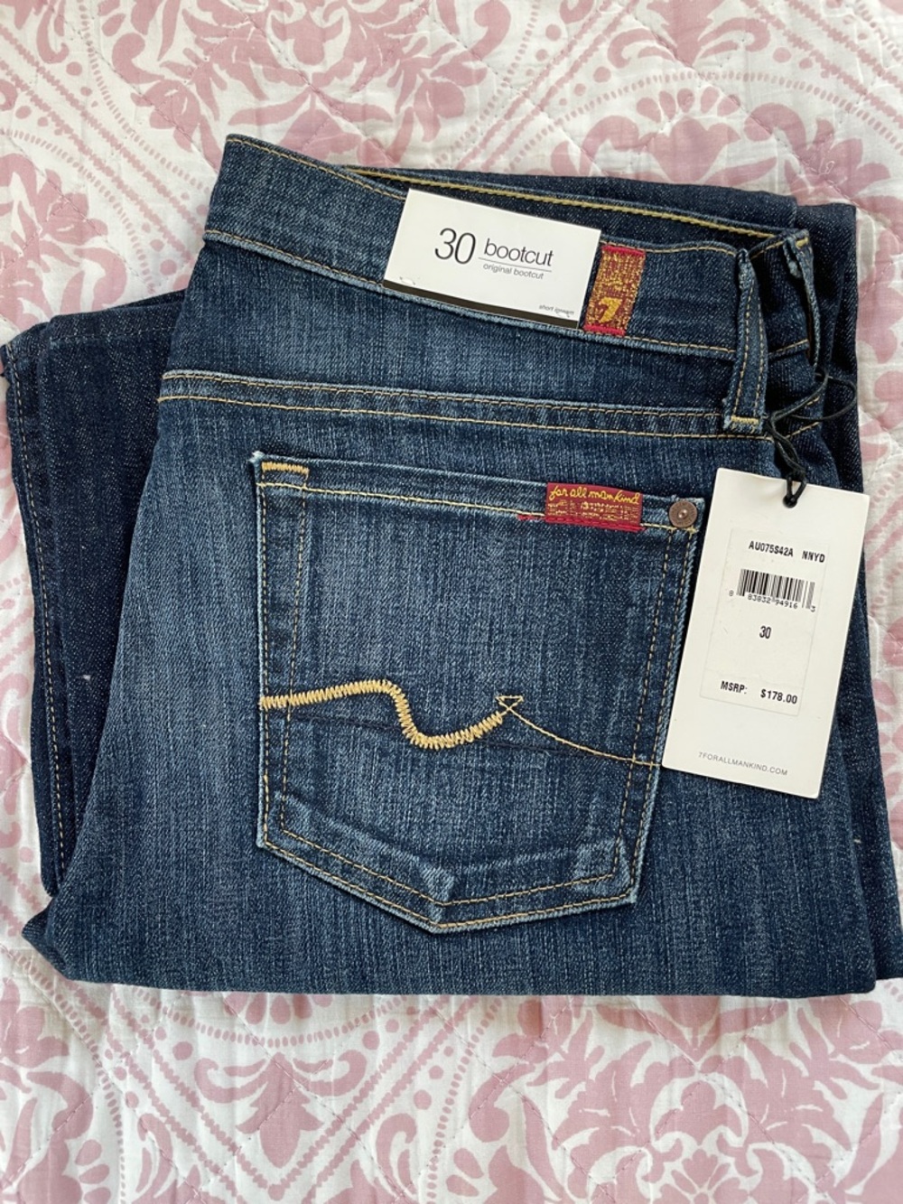 7 For All Mankind Dark Blue Original Bootcut Jeans Size 30 NWT Women’s